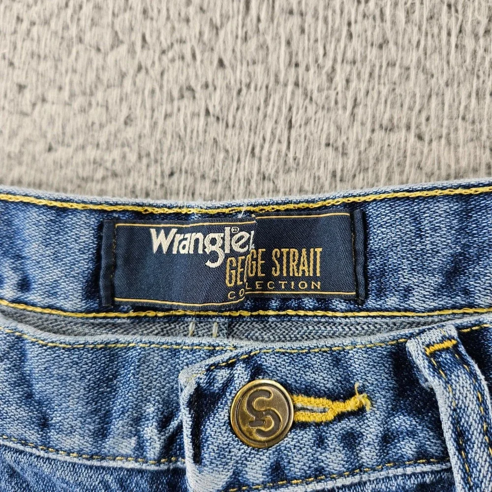 Wrangler Jeans Mens 36x30 Blue Denim George Strait Cowboy Cut Straight Western